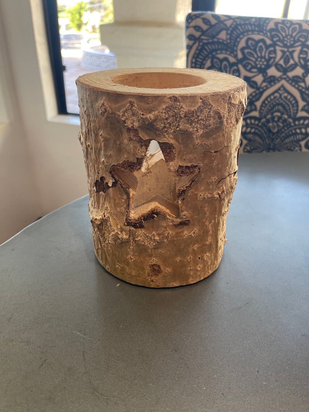 Rustic Birch Bark wood candle holder